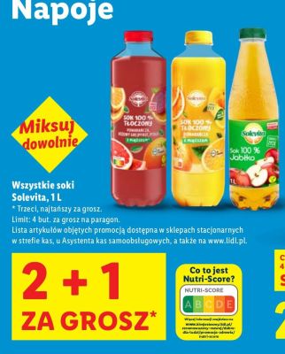 Sok Solevita 1L - różne smaki promocja w Lidl