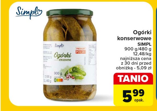 Ogorki konserwowe Simpl promocja w Carrefour