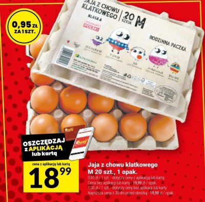 Jaja z chowu klatkowego M 20 szt., 1 opak. promocja w Twój Market