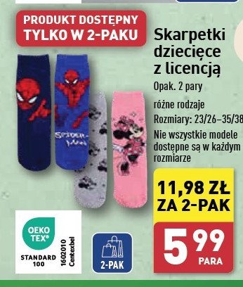 Skarpetki dziecięce myszka mickey promocja w Aldi