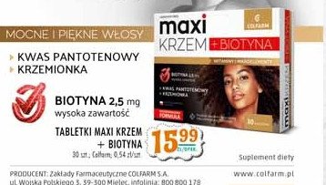 Tabletki na mocne włosy i paznokcie MAXI KRZEM + BIOTYNA promocja