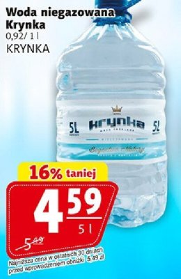 Woda niegazowana Krynka 5 l promocja w Prim Market