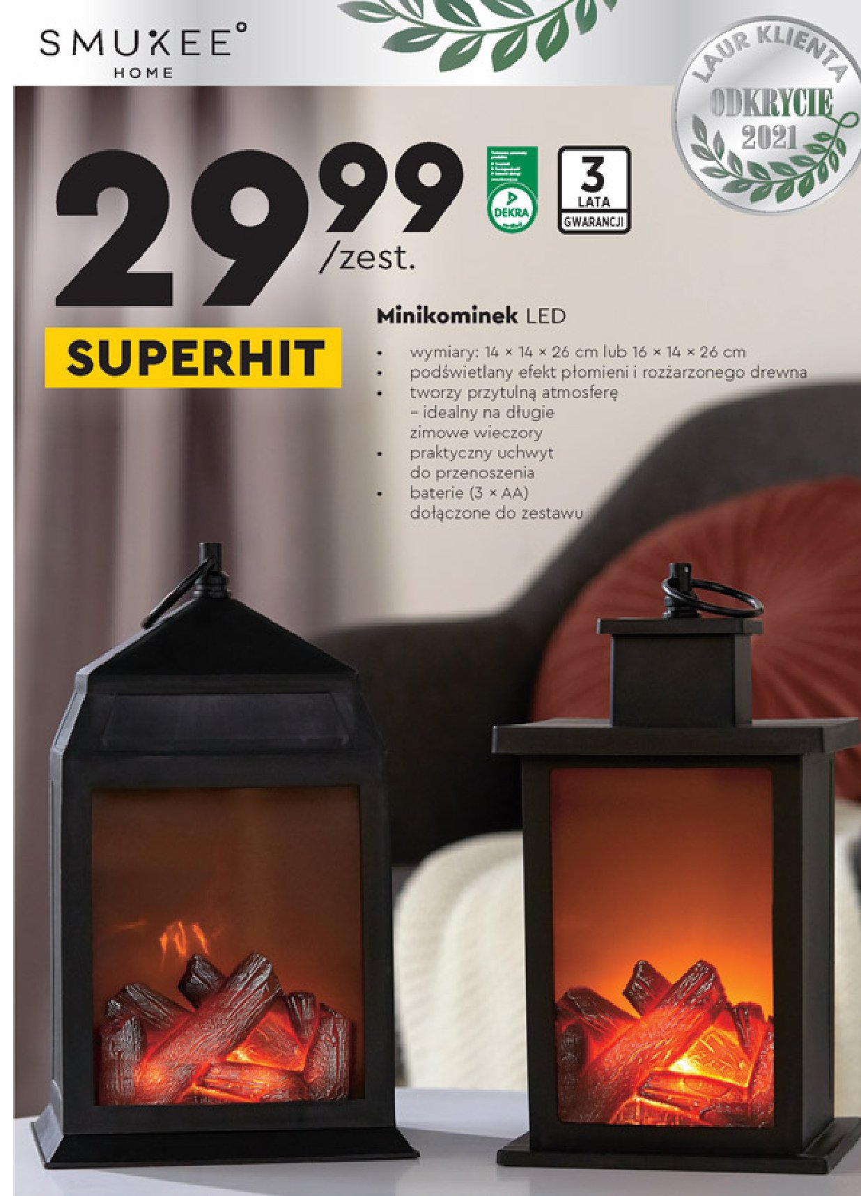 Mini kominek led 16 x 14 x 26 cm promocja