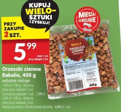 Orzeszki ziemne Bakalia 400g - wybrane rodzaje promocja w Twój Market