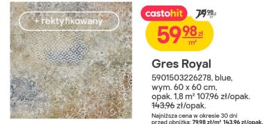 Gres Royal blue, wym. 60 x 60 cm, opak. 1,8 m² promocja w Castorama