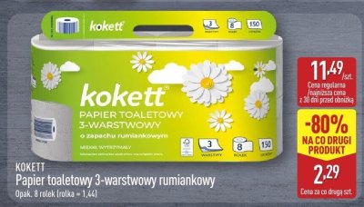 Papier toaletowy 3-warstwowy rumiankowy KOKETT promocja w Aldi