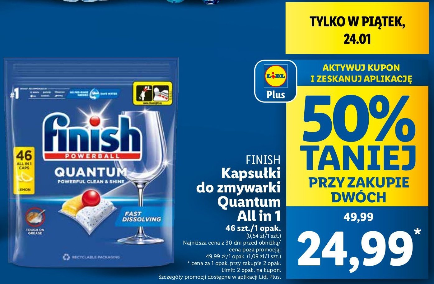 Tabletki do zmywarek lemon Finish quantum promocja