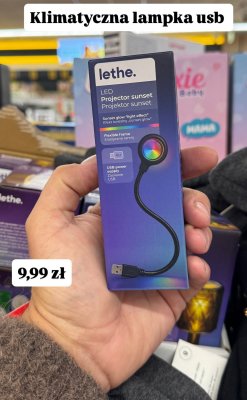 Lampka USB LED projektor sunset Lethe promocja w Biedronka