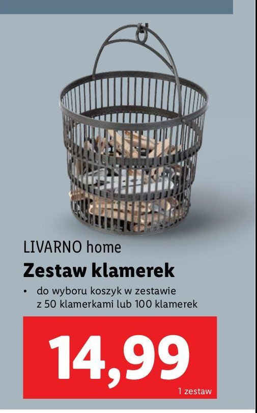 Koszyk teleskopowy z 50 klamerkami LIVARNO HOME promocja