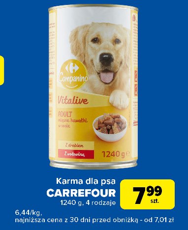 Karma dla psa z drobiem i wołowiną CARREFOUR COMPANINO promocja