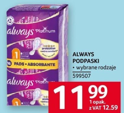 Podpaski Always promocja w Selgros