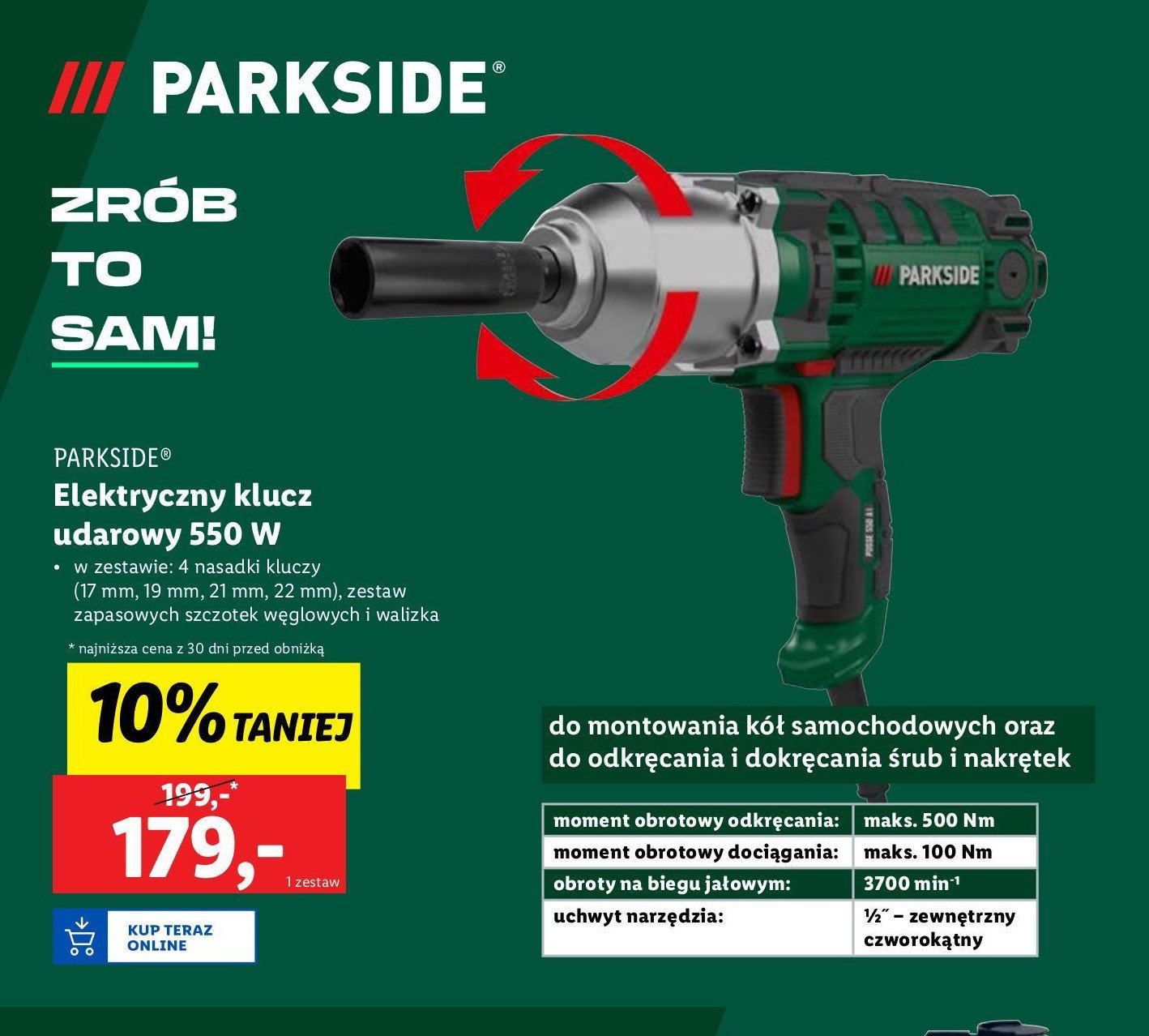 Klucz udarowy 550 w Parkside promocja