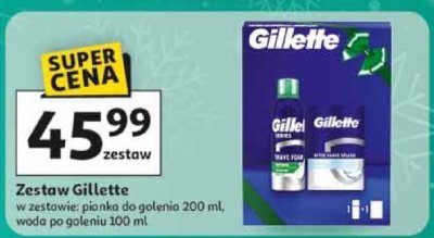 Zestaw Gillette w zestawie: pianka do golenia 200 ml, woda po goleniu 100 ml promocja w Auchan