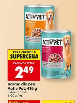 Karma dla psa Activ Pet różne rodzaje promocja w Biedronka