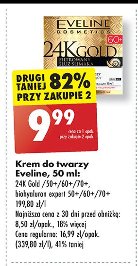 Krem-koncentrat 60+ intensywnie liftingujący na dzień i noc spf 8 EVELINE BIOHYALURON 4D promocja