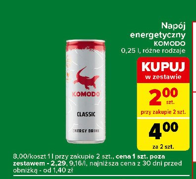 Napój classic Komodo energy drink promocja