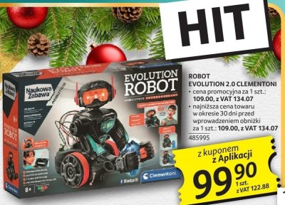Robot Evolution 2.0 Clementoni cena promocyjna za 1 szt.: 109,00 z VAT 134,07, najniższa cena towaru w okresie 30 dni przed wprowadzeniem obniżki za 1 szt.: 109,00 z VAT 134,07 promocja w Selgros