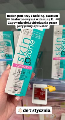 Rollon pod oczy Bielenda Skin O3zone z kofeiną, kwasem hialuronowym i witaminą E promocja w Rossmann