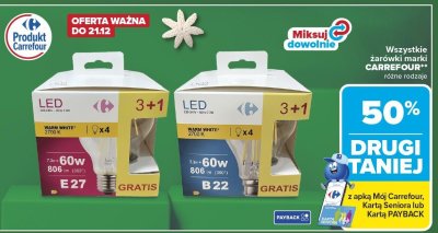 Wszystkie żarówki marki Carrefour DRUGA -50% promocja w Carrefour