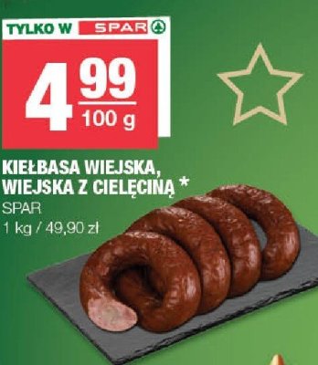 Kiełbasa wiejska, wiejska z cielęciną Spar promocja w SPAR