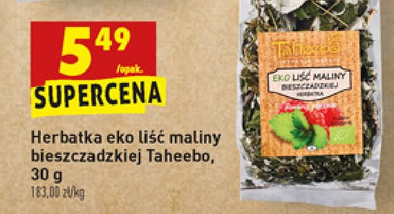 Herbatka eko liść maliny bieszczadzkiej Taheebo promocja