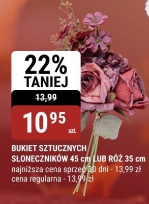 Bukiet sztucznych słoneczników 45 cm lub róż 35 cm promocja w bi1