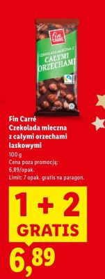 Czekolada Fin Carré Czekolada mleczna z całymi orzechami laskowymi promocja w Lidl