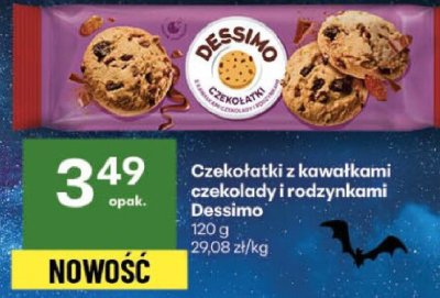 Czekolatki z kawałkami czekolady i rodzynkami Dessimo promocja w Delikatesy Centrum