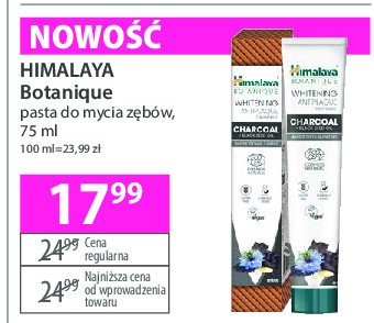 Pasta do zębów charcoal + black seed oil HIMALAYA BOTANIQUE WHITENING ANTIPLAQUE promocja