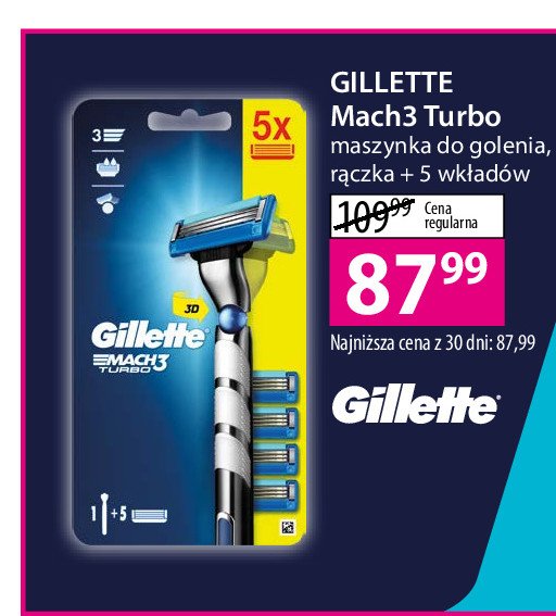 Maszynka do golenia + 5 wkłady Gillette mach3 turbo promocja