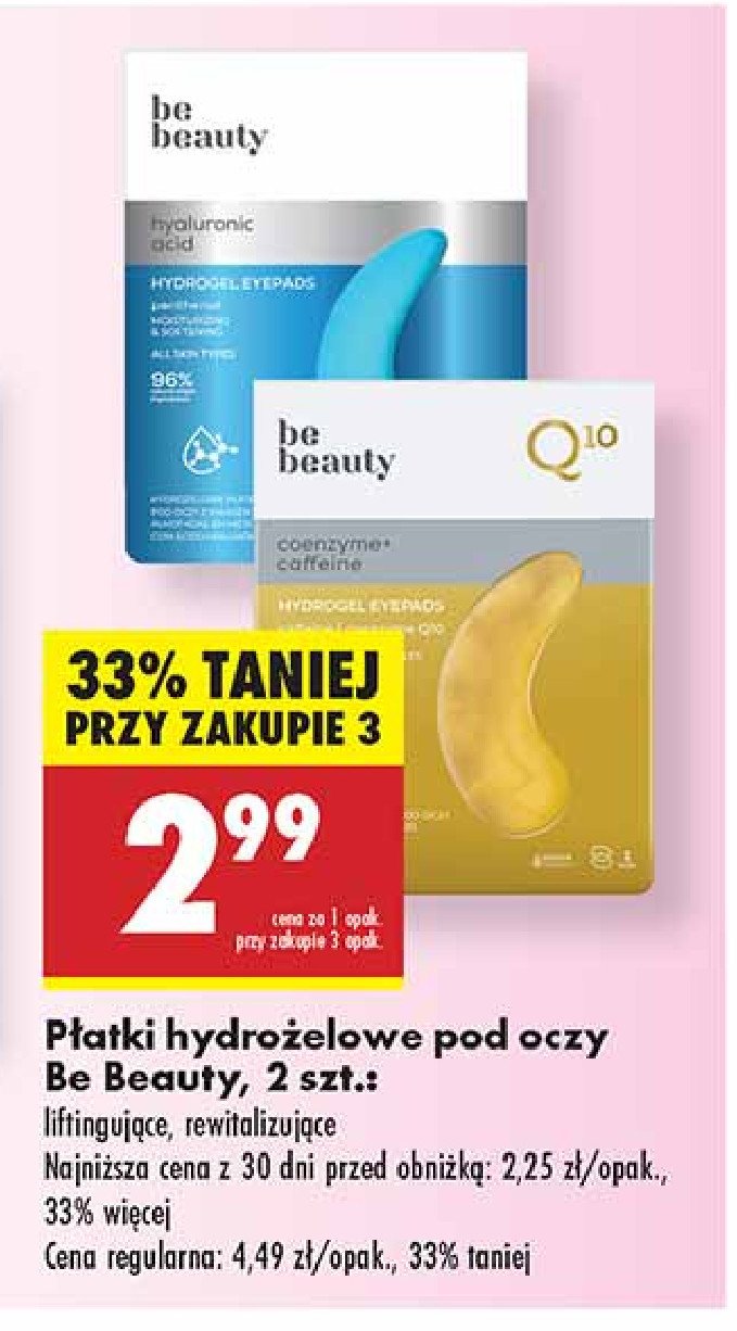 Płatki pod oczy coenzyme Be beauty Be beauty care promocja w Biedronka