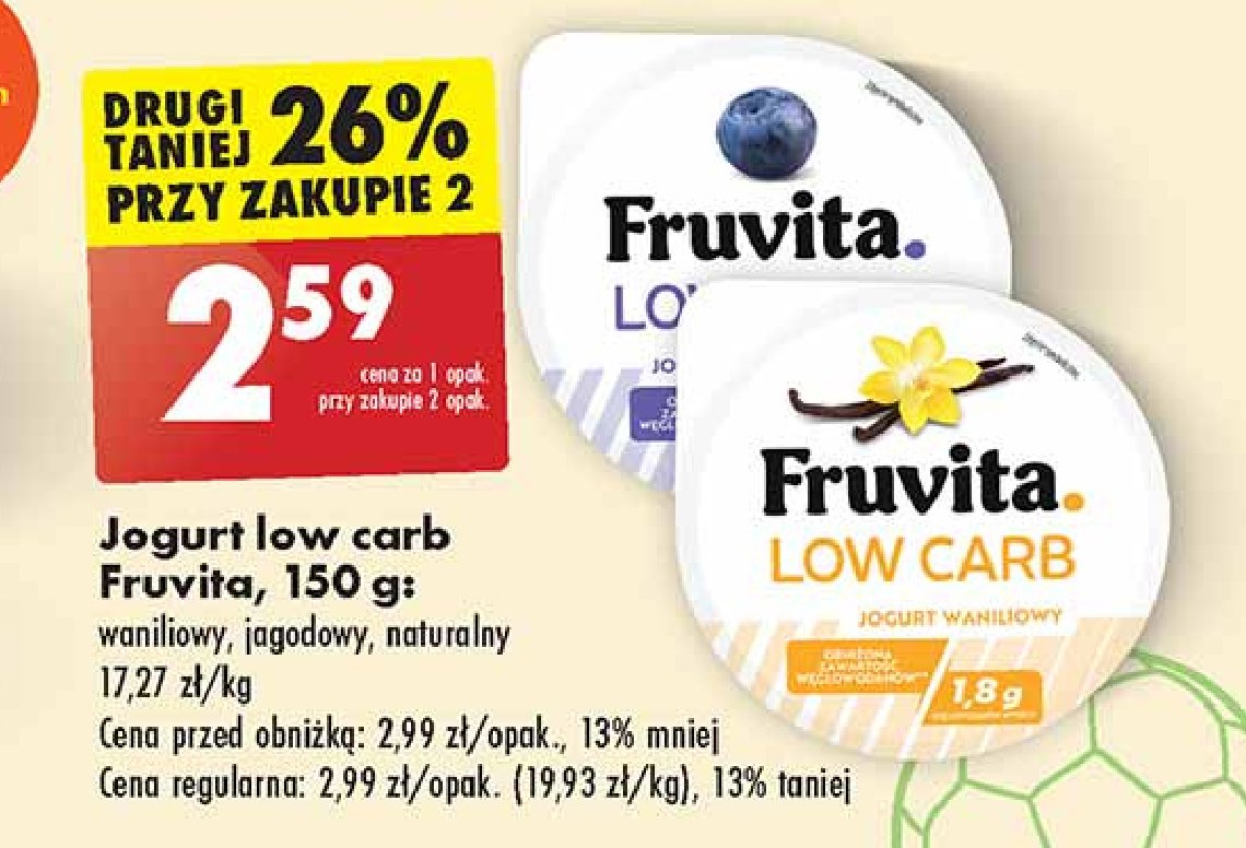 Jogurt jagodowy Fruvita low carb promocja