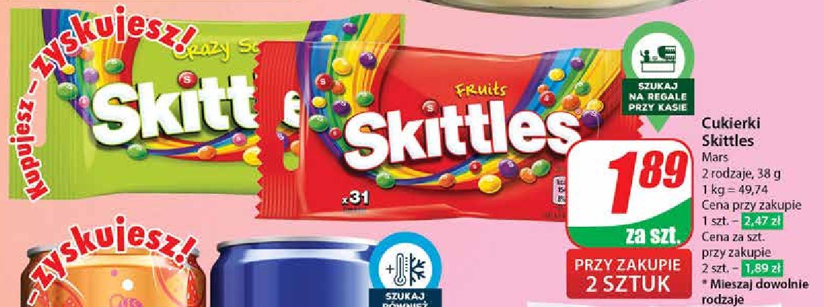Cukierki crazy sours Skittles promocja