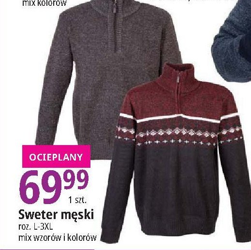 Sweter m臋ski ocieplany rozm. l-3xl promocja