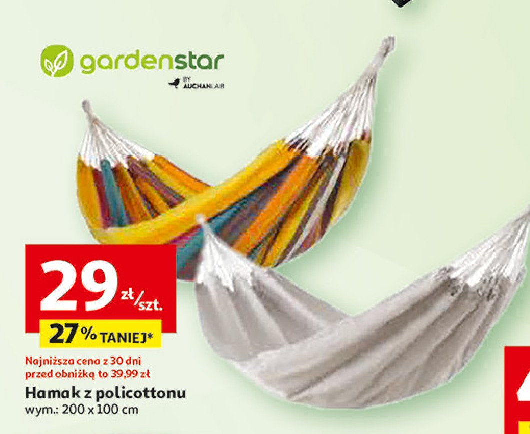 Hamak ogrodowy 200 x 100 cm Garden star promocja w Auchan