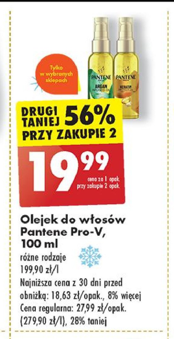 Olejek do włosów keratin Pantene pro-v promocja w Biedronka