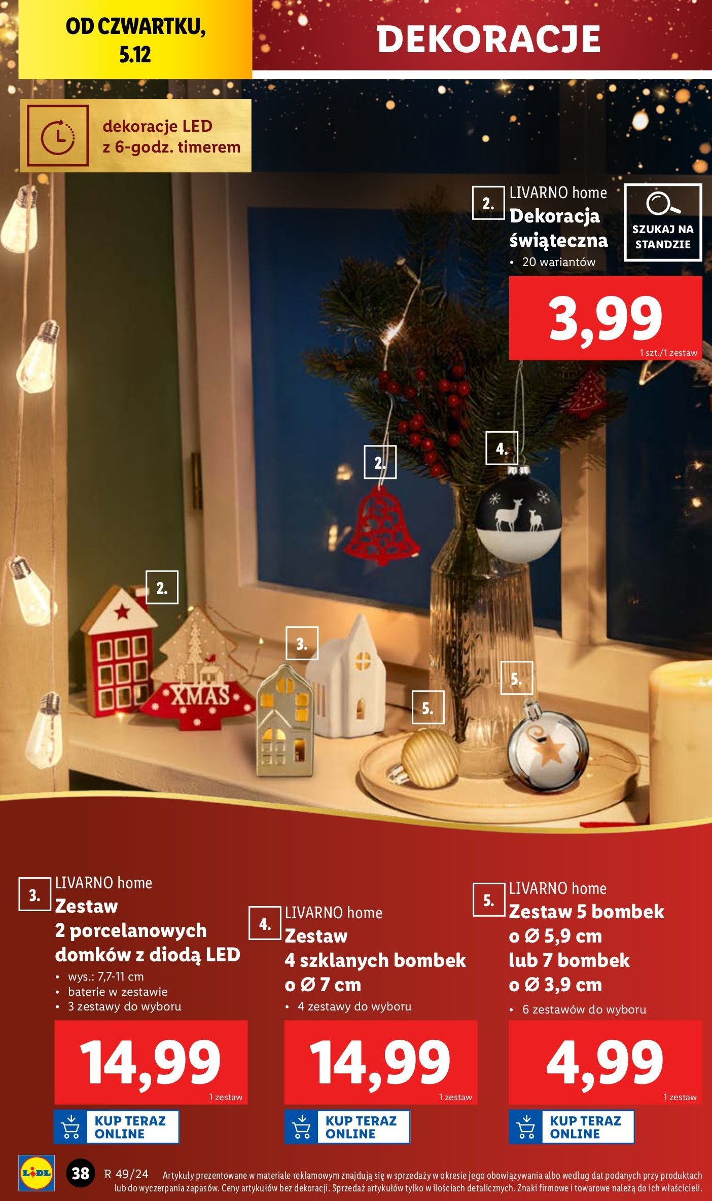 Bombki szklane 7 cm LIVARNO HOME promocja