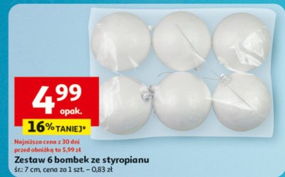 Zestaw 6 bombek ze styropianu promocja w Auchan