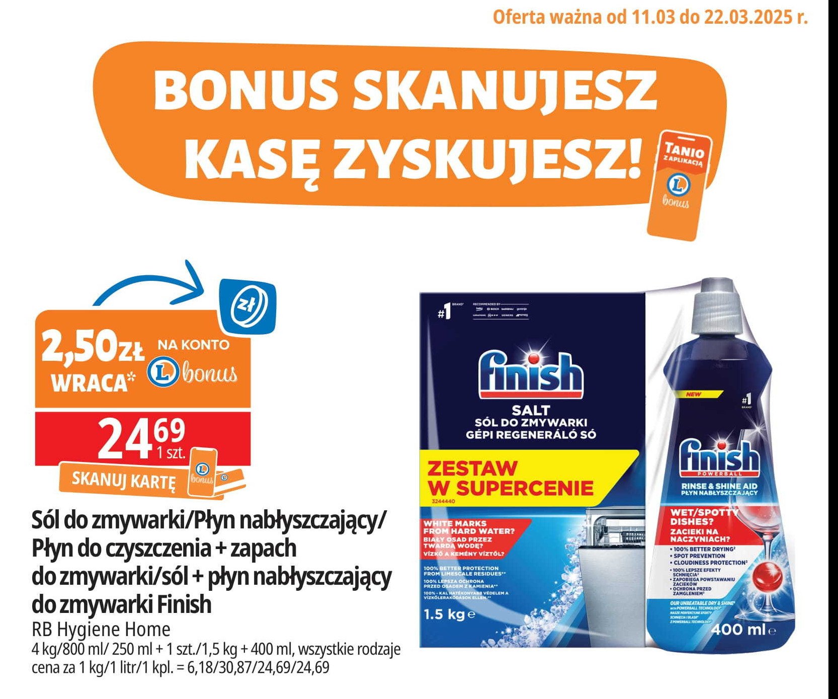 Zestaw do zmywarek sól/nabłyszczacz/odświeżacz/płyn Finish professional promocja w Leclerc