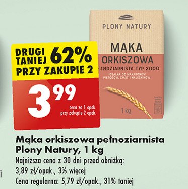 Mąka orkiszowa pełnoziarnista tym 2000 Plony natury promocja