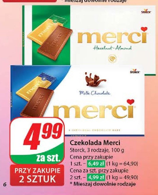 Czekolada mleczna Storck merci promocja w Dino