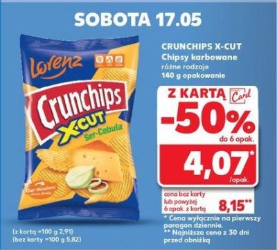 Chipsy ser-cebula Crunchips x-cut Crunchips lorenz promocja