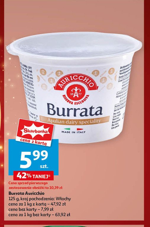 Ser burrata AURICCHIO promocja w Auchan