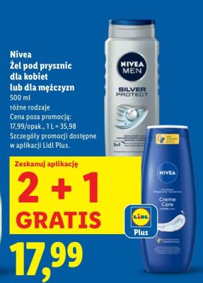 Żel pod prysznic Nivea dla kobiet lub dla mężczyzn promocja w Lidl