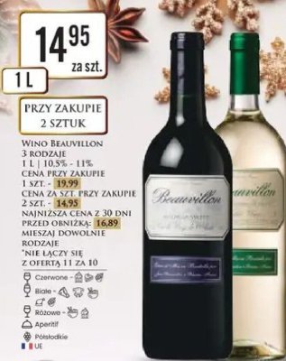Wino Beauvillon 3 rodzaje promocja w Dino