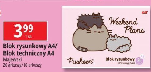 Blok rysunkowy a4/20 k pusheen St. majewski promocja