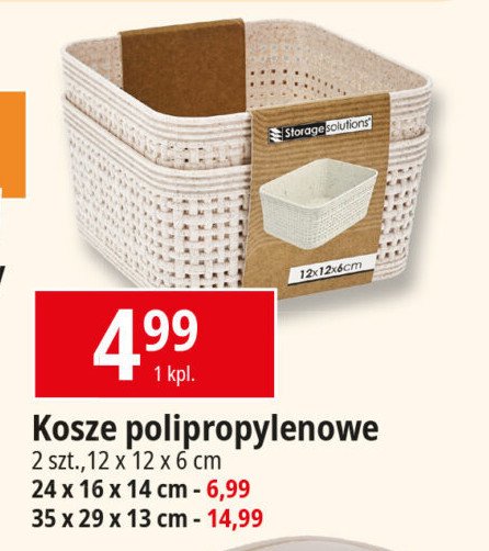 Kosz polipropylenowy 35 x 29 x 13 cm STORAGE SOLUTIONS promocja w Leclerc