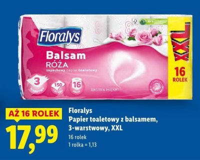 Papier toaletowy z balsamem 3-warstwowy XXL Floralys promocja w Lidl