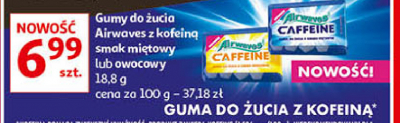 Guma do żucia miętowa Airwaves caffeine promocja