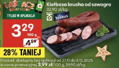 Kiełbasa krucha od szwagra promocja w Delikatesy Centrum